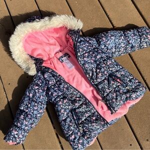 Girls Winter Jacket with Faux Fur Trim